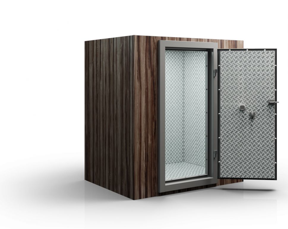 сейфовая комната в доме. бетонная дверь в бункер. сейфовая дверь для хранилища. бронированная дверь. бронированные помещения.